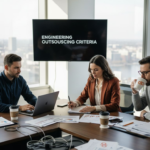 Executives reviewing engineering outsourcing partners