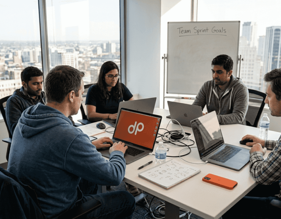 Tech professionals join remote team video call