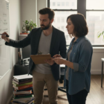 Managers planning engineering team workflow