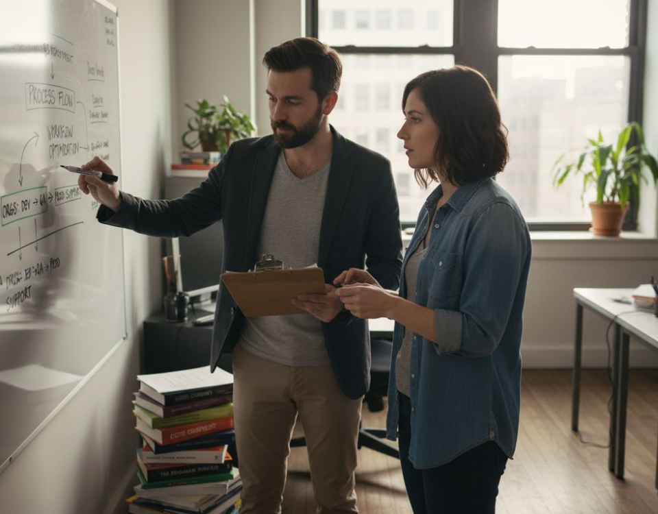 Managers planning engineering team workflow