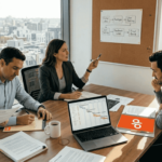 Executive team reviewing project documentation