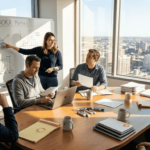 Engineering team discussing scalability benchmarks