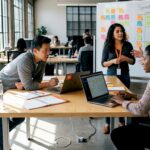 Agile IT team working on project sprint