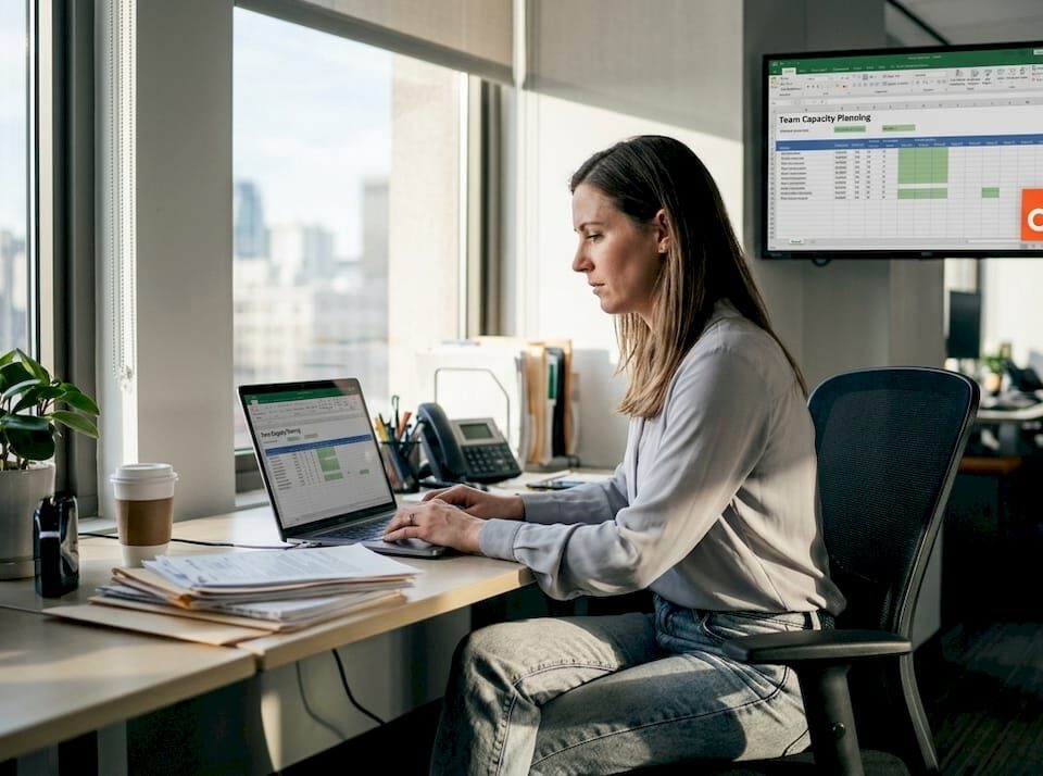 Project manager reviewing tech staffing plan