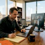 Tech lead running hybrid team meeting