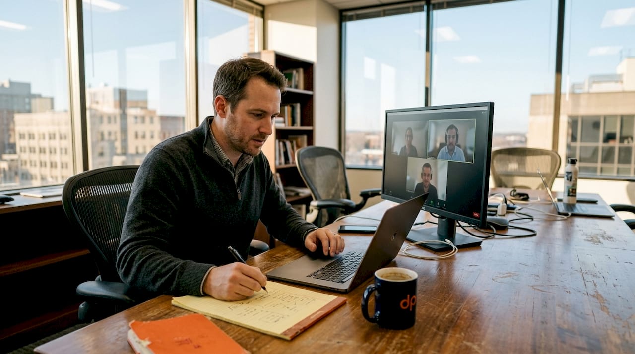 Tech lead running hybrid team meeting