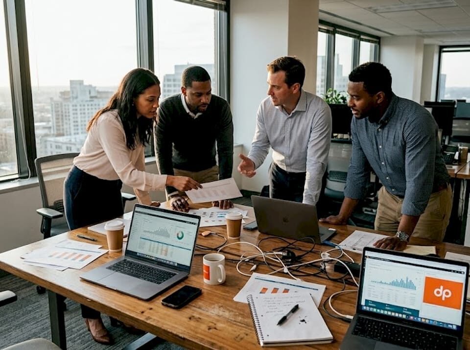 IT team reviews staffing plan together