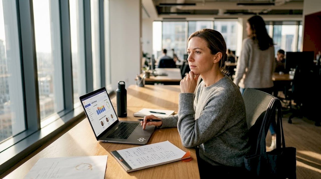 Hiring manager puzzling over tech recruitment dashboard