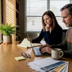 CEO and CTO reviewing resumes together at desk