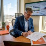IT leader scans vendor contract in office