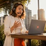 Executive leading international remote team call