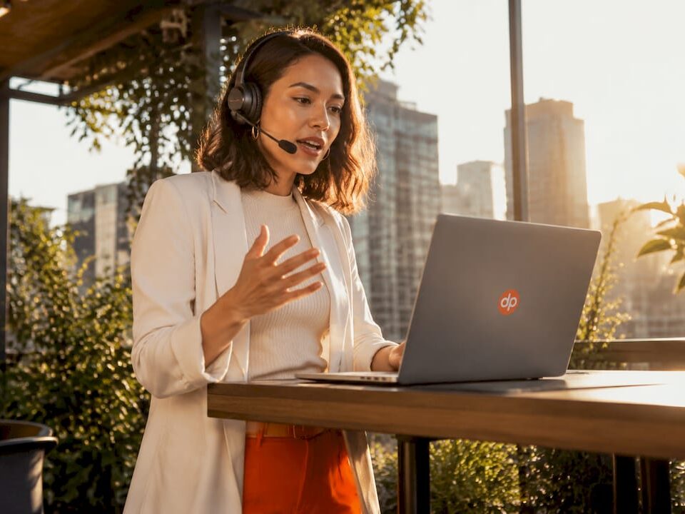 Executive leading international remote team call