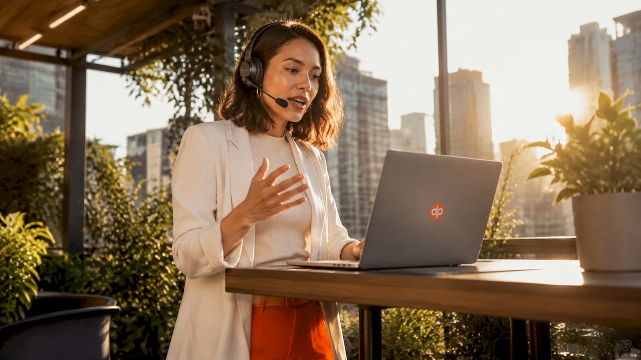 Executive leading international remote team call
