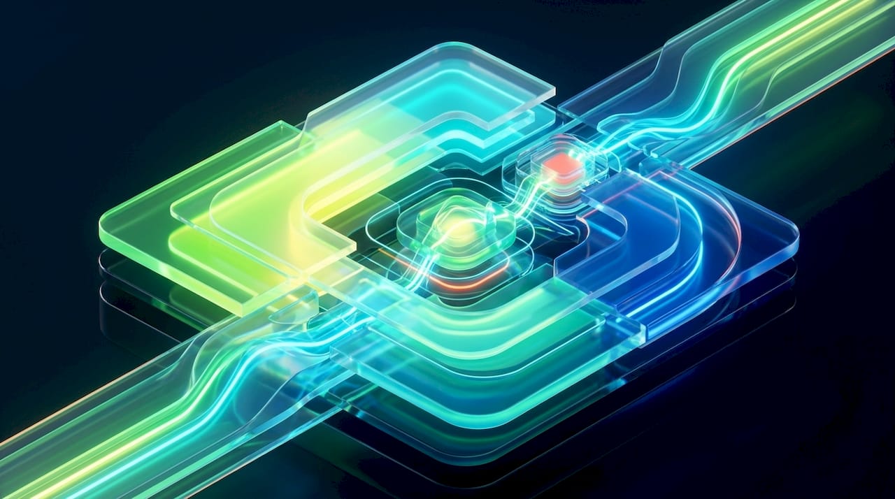 Bright abstract 3D digital network composition