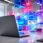 Abstract 3D glowing digital integration structure