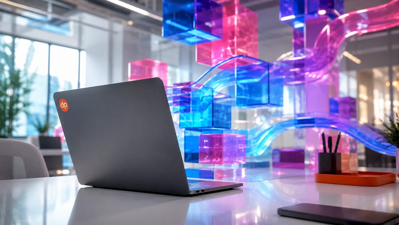 Abstract 3D glowing digital integration structure