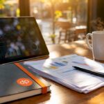 Digital tablet and RFP documents on glass table