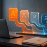 Bright futuristic 3D abstract shapes symbolizing hiring process
