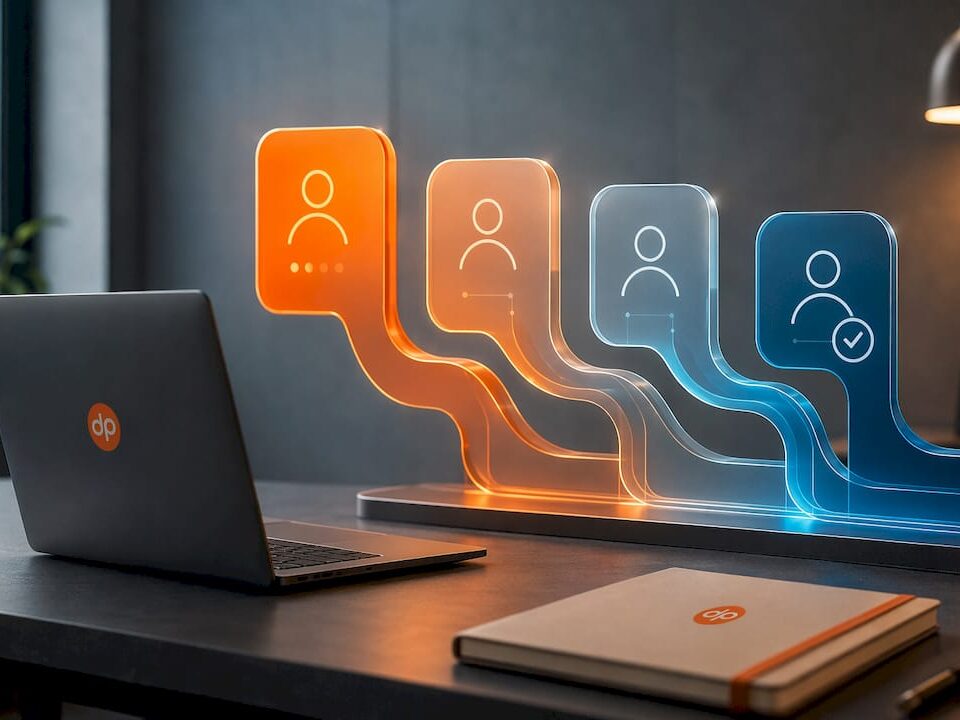 Bright futuristic 3D abstract shapes symbolizing hiring process
