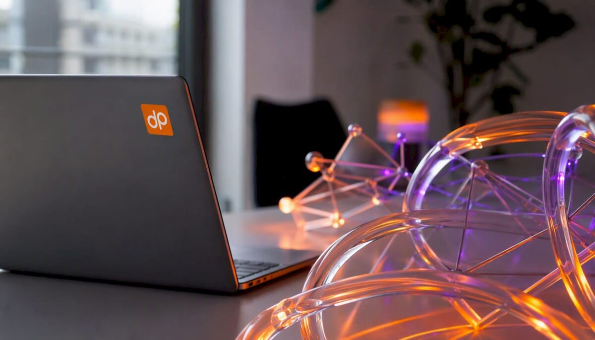 Abstract glowing 3D digital network