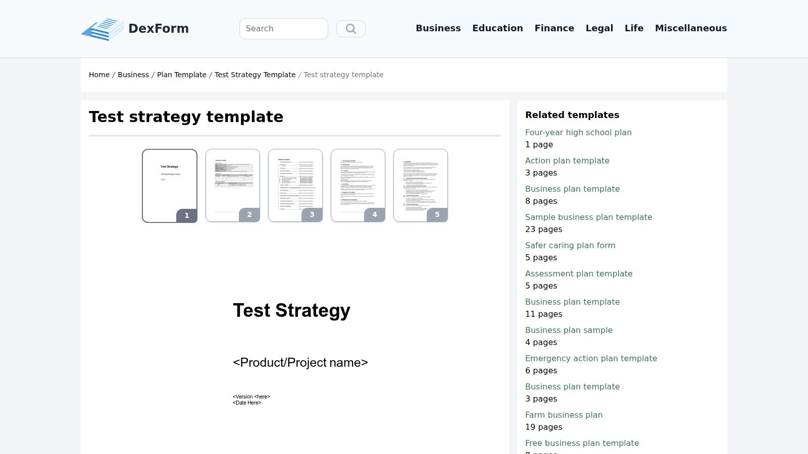 DexForm – Test Strategy Template