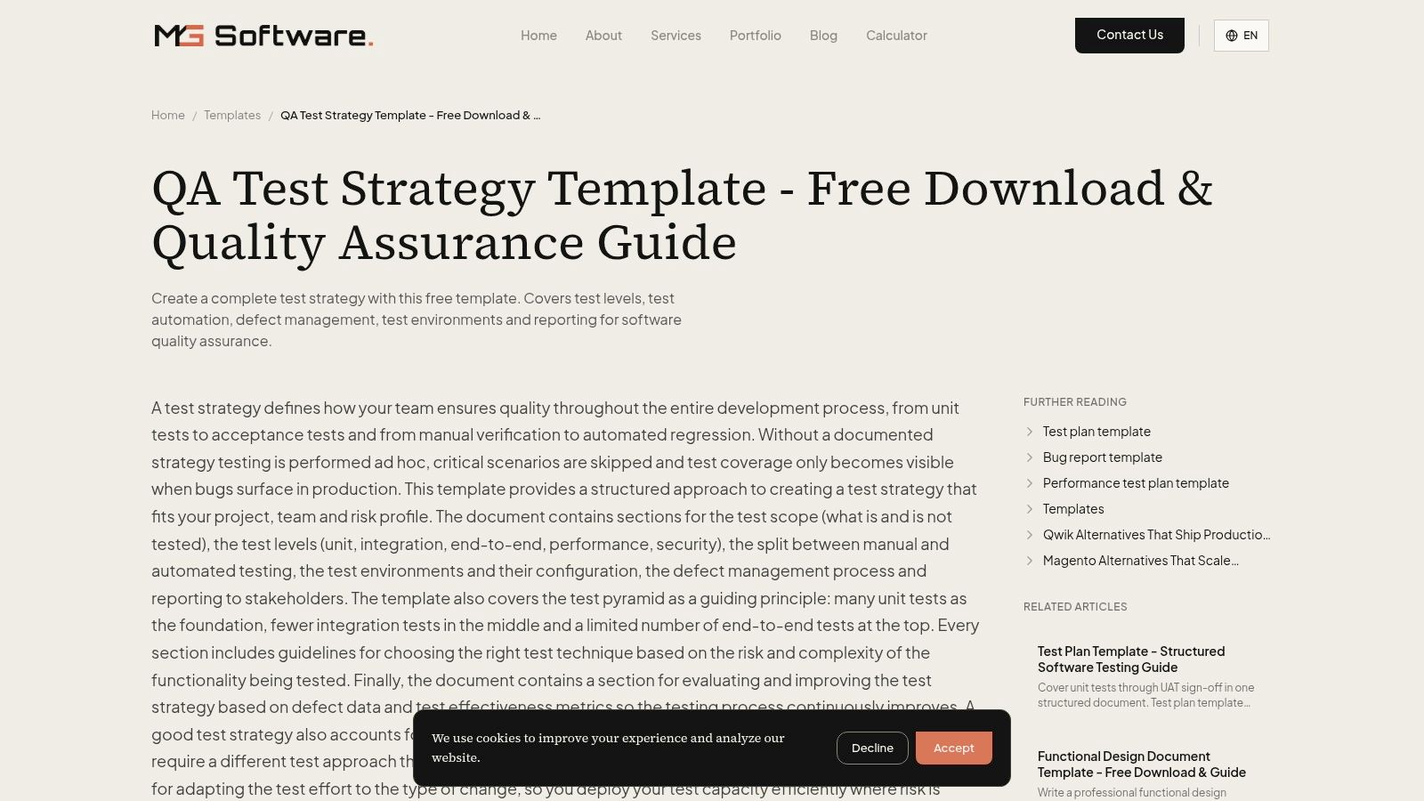 MG Software – QA Test Strategy Template