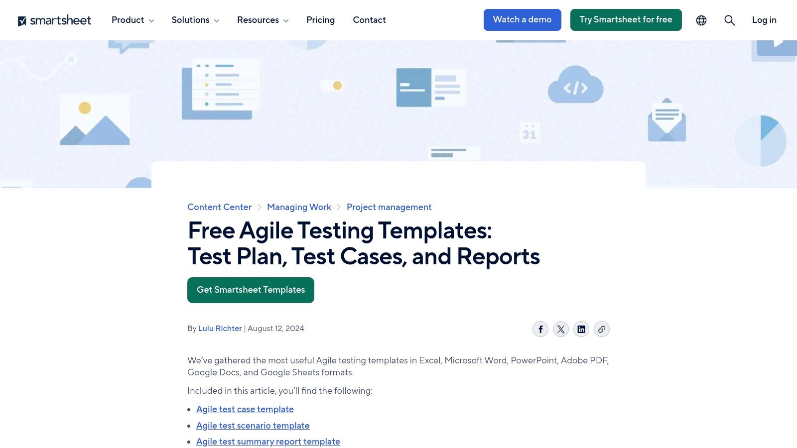 Smartsheet – Agile Test Strategy Template