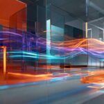 Abstract 3D digital software development concept