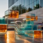 Abstract 3D glowing architecture shapes
